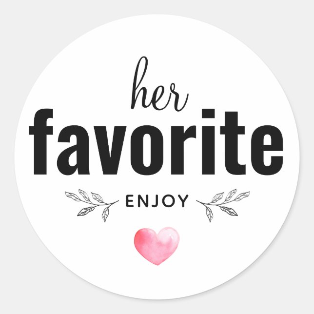 Custom Her Favorite Wedding Favor Classic Round Sticker (Front)