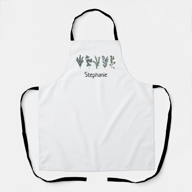 Custom Herb Design with Personalized Text Apron (Front)