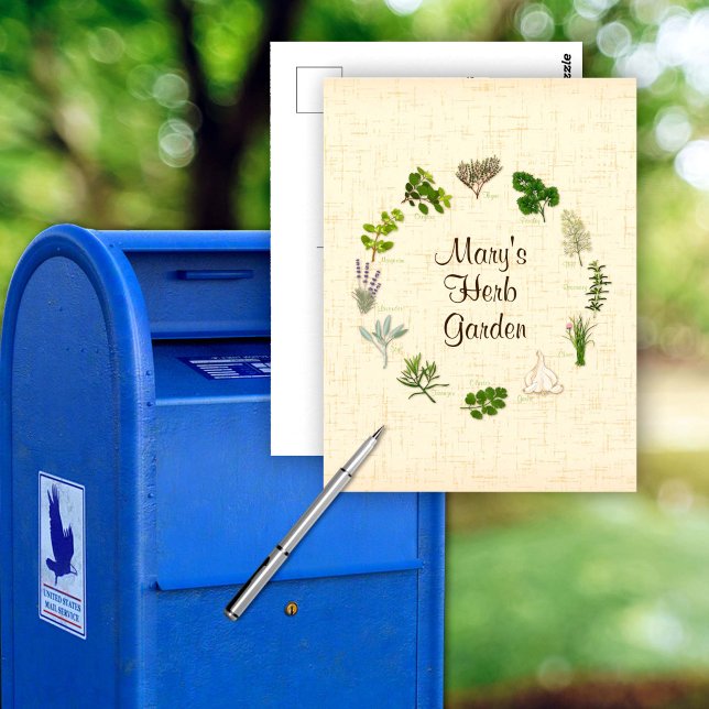 Custom Herb Garden Postcard (Tell your friends with a custom Herb Garden Postcard.
Fragrant, flavorful herbs and spices.)