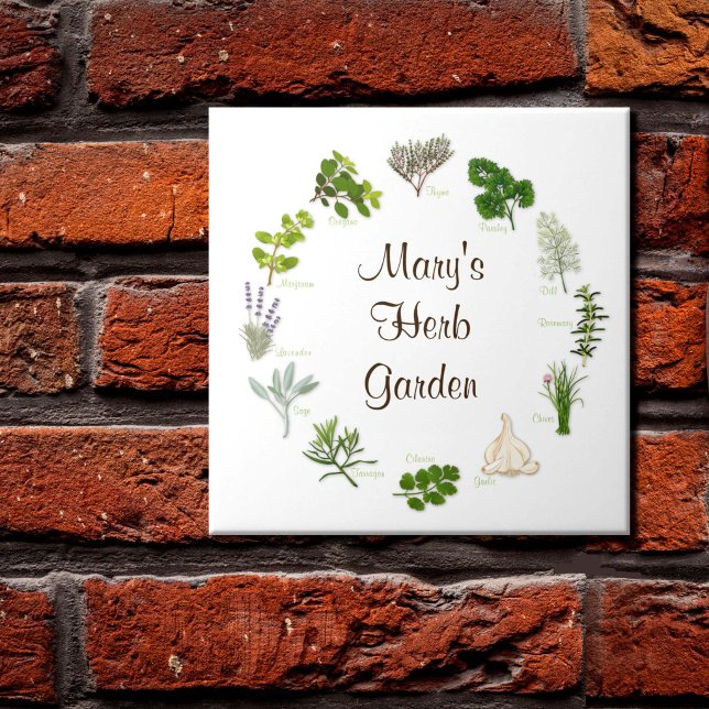 Custom Herb Garden Tile (Herb Tile for your Garden
decor! Fragrant, flavorful herbs and spices, customize with your text.)