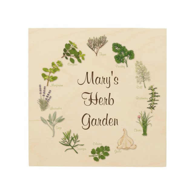 Custom Herb Garden Wood Wall Art (Front)