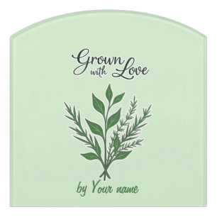 Custom Herb Label – Grown with Love Door Sign