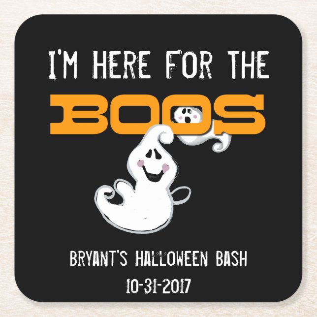 Custom Here for Boos Halloween Party Coasters (Front)