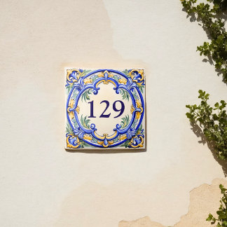 Custom Heritage Mediterranean House Number Ceramic Tile