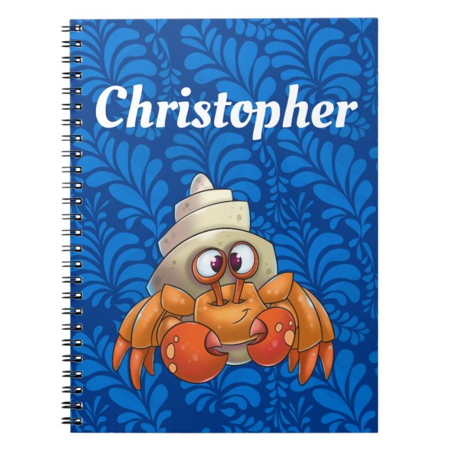 Custom Hermit Crab Notebook Blue (Front)