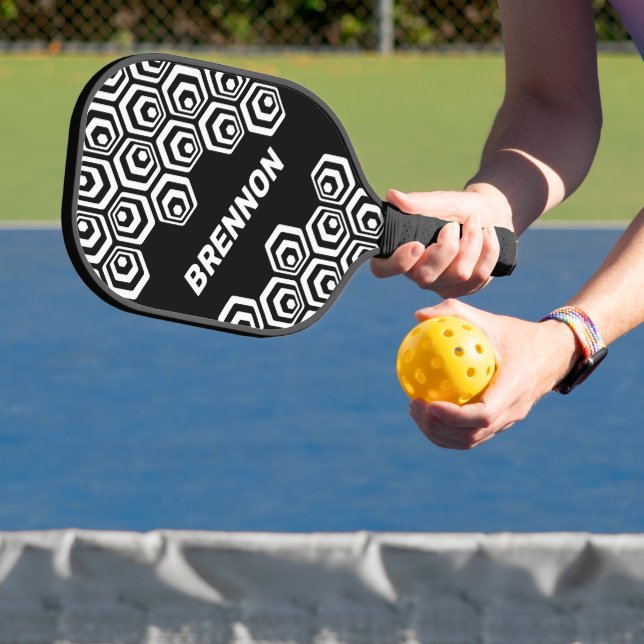 Custom Hexagon Polygon Retro Art Style Pattern Pickleball Paddle (Insitu)
