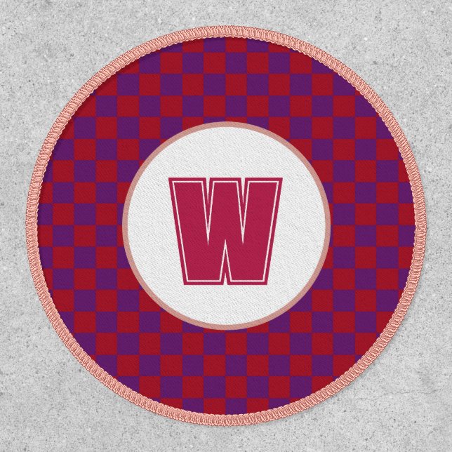 Custom High-Class Magenta & Purple Checkered Round Patch (Front)