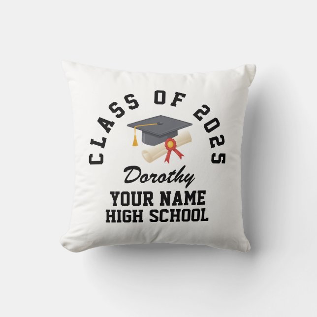 Custom high school graduation party throw pillow (Front)