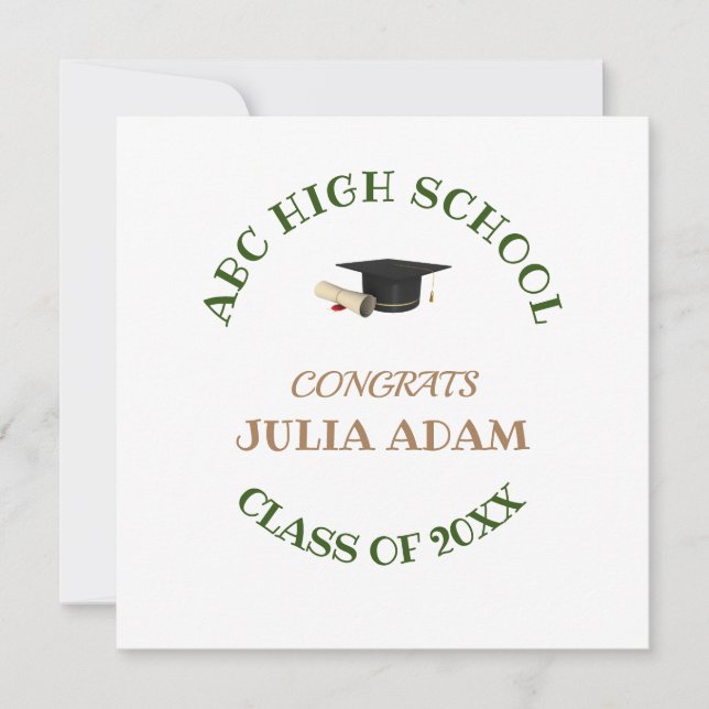 Custom High School Graduation Senior Party Supply Invitation (Front)