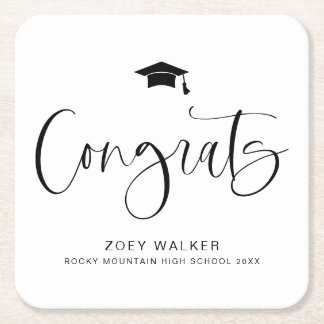 Custom High School Or College Graduation Napkin Square Paper Coaster