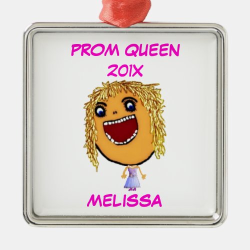 Custom High School Prom Queen Cartoon Metal Ornament