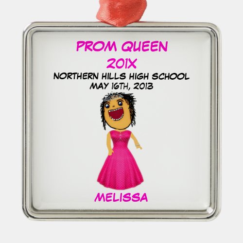 Custom High School Prom Queen Cartoon Metal Ornament