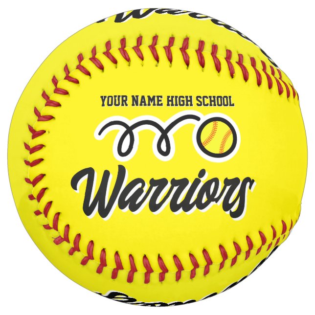 Custom high school sports team yellow softball (Front Left)