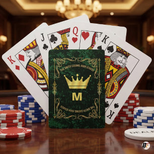 Custom High Stakes Casino Monogram Green Gold Poker Cards