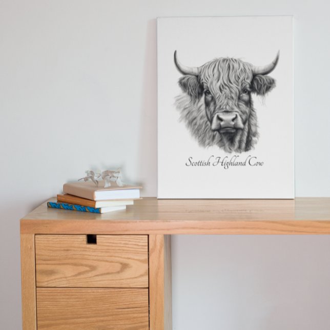 Custom Highland Cow Sketch Art Metal Print (Creator Uploaded)