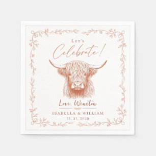 Custom Highland Cow Wedding Celebrate Rustic Farm Napkins