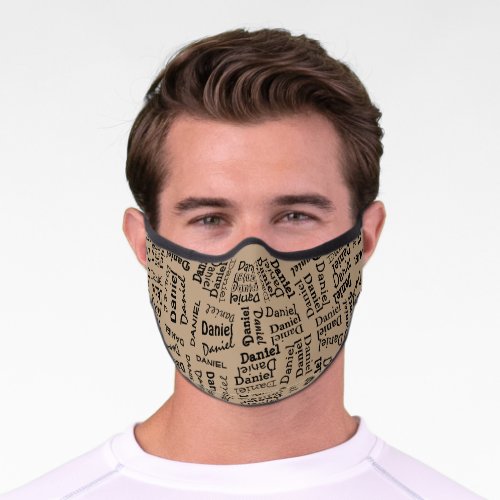 Custom Hip Black Your Name Pattern On Taupe Brown Premium Face Mask
