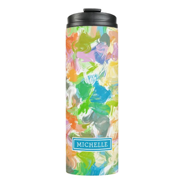 Custom Hip Colorful Summer Paint Splatter Art Thermal Tumbler (Front)
