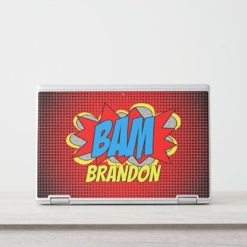 Custom Hip Comic Book Pop Art Red Blue Yellow Bam! Hp Laptop Skin by CaseConceptCreations at Zazzle