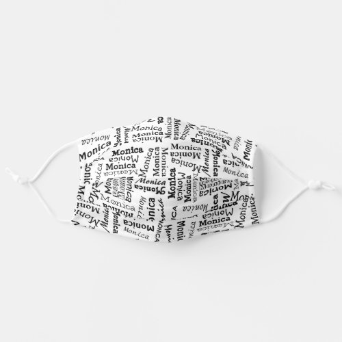 Custom Hip Cool Black And White Your Name Pattern Adult Cloth Face Mask