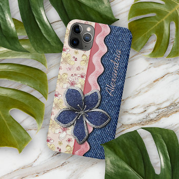 Custom Hip Denim Jeans Cute Pastel Floral Pattern Iphone 11 Pro Max Case by CaseConceptCreations at Zazzle