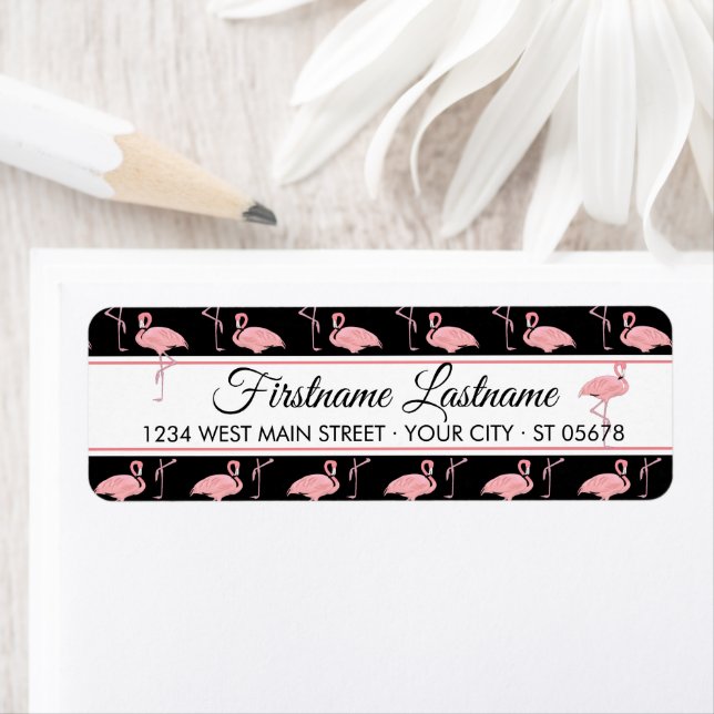 Custom Hip Pink Flamingoes Summer Art Pattern Label (Insitu)