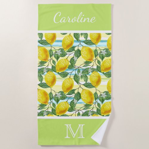 Custom Hip Tropical Summer Lemons Fruit Pattern Beach Towel
