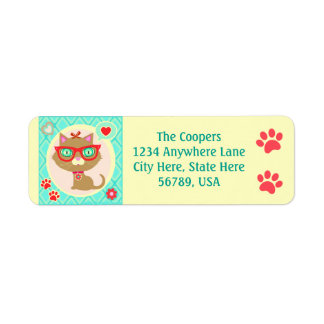 Custom Hipster Cat Return Address Labels