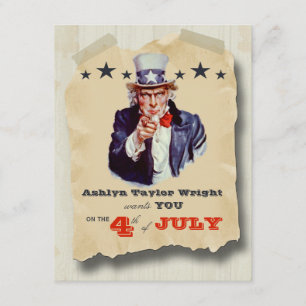 Custom Hipster Fourth Of July Celebration Invite