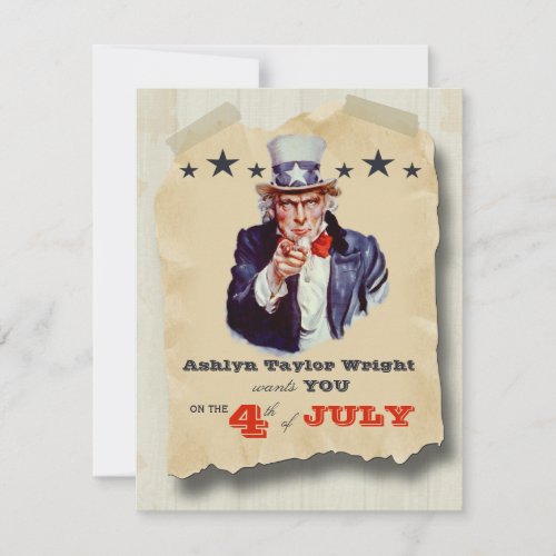 Custom Hipster Fourth Of July Celebration Invite