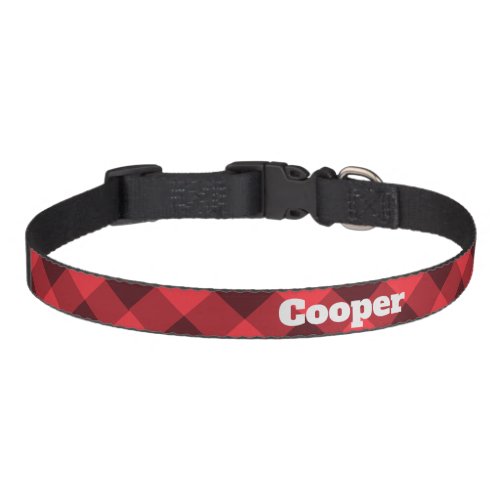 Custom Hipster Red Plaid Dog Collar