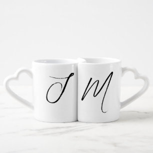 Custom His and Hers Matching Initial Monogram  Coffee Mug Set