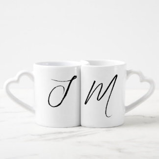 Custom His and Hers Matching Initial Monogram  Coffee Mug Set