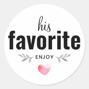 Custom His Favorite Wedding Favor Classic Round Sticker