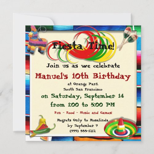 Custom Hispanic Birthday Party Invitations