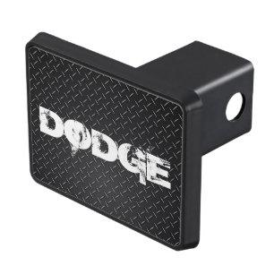 Custom Hitch Cover - Diamond Plate DODGE Black