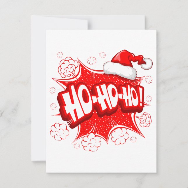 Custom Ho Ho Ho funny Santa hat red Christmas Note Card (Front)