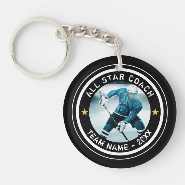 Custom Hockey All Star Coach Photo Your Color Keychain (Front)