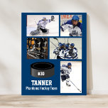 Custom Hockey Photo Collage Team Name Your Text Poster<br><div class="desc">This hockey collage features your 5 photos and your player's name or team name and add a number too. Change the background color to match your team's colors. A great way to celebrate the season and your player's hard work. Makes a thoughtful coach's gift too. Check out our other hockey...</div>