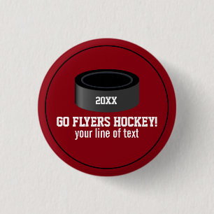 Custom Hockey Player Number Team Name Pinback Button