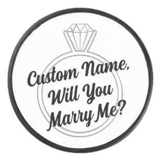 Custom Hockey Puck Proposal Engagement Prop