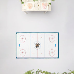 Custom Hockey Rink Personalized Team Logo Design Rug