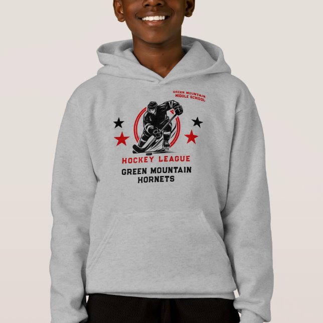 Custom Hockey School Club League Name Number Hoodie (Front)