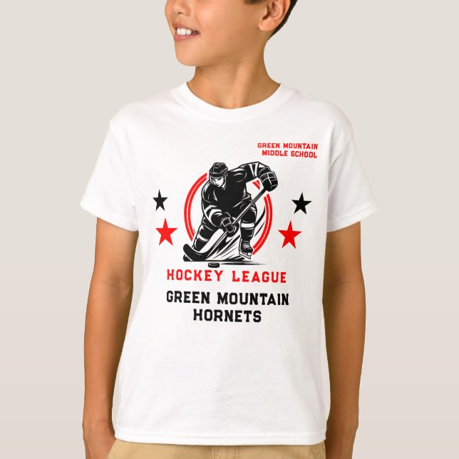 Custom Hockey School Club League Name Number T-Shirt (Front)