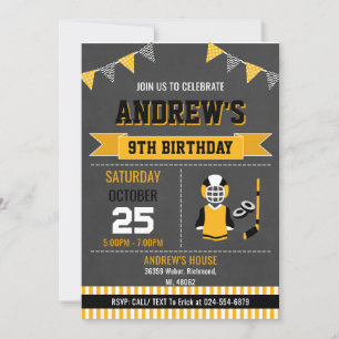 Custom Hockey Sports Birthday Invitation