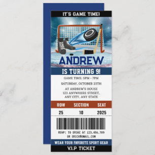 Custom Hockey Ticket Birthday Decorations Invitation