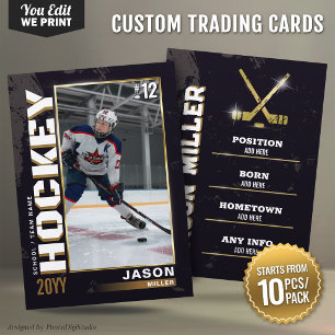 Custom Hockey Trading Card Black Gold Player Card