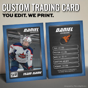 Custom Hockey Trading Card, Blue Graphite Player Calling Card