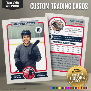 Custom Hockey Trading Card, Custom Team Colors Calling Card