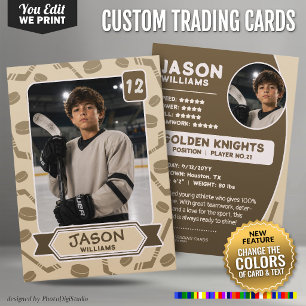 Custom Hockey Trading Card, Editable Colors Card